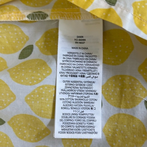 Boden May Cotton Midi Tea Dress Yellow Lemon Print Size 12R Vneck Cap Sleeve - Picture 12 of 13